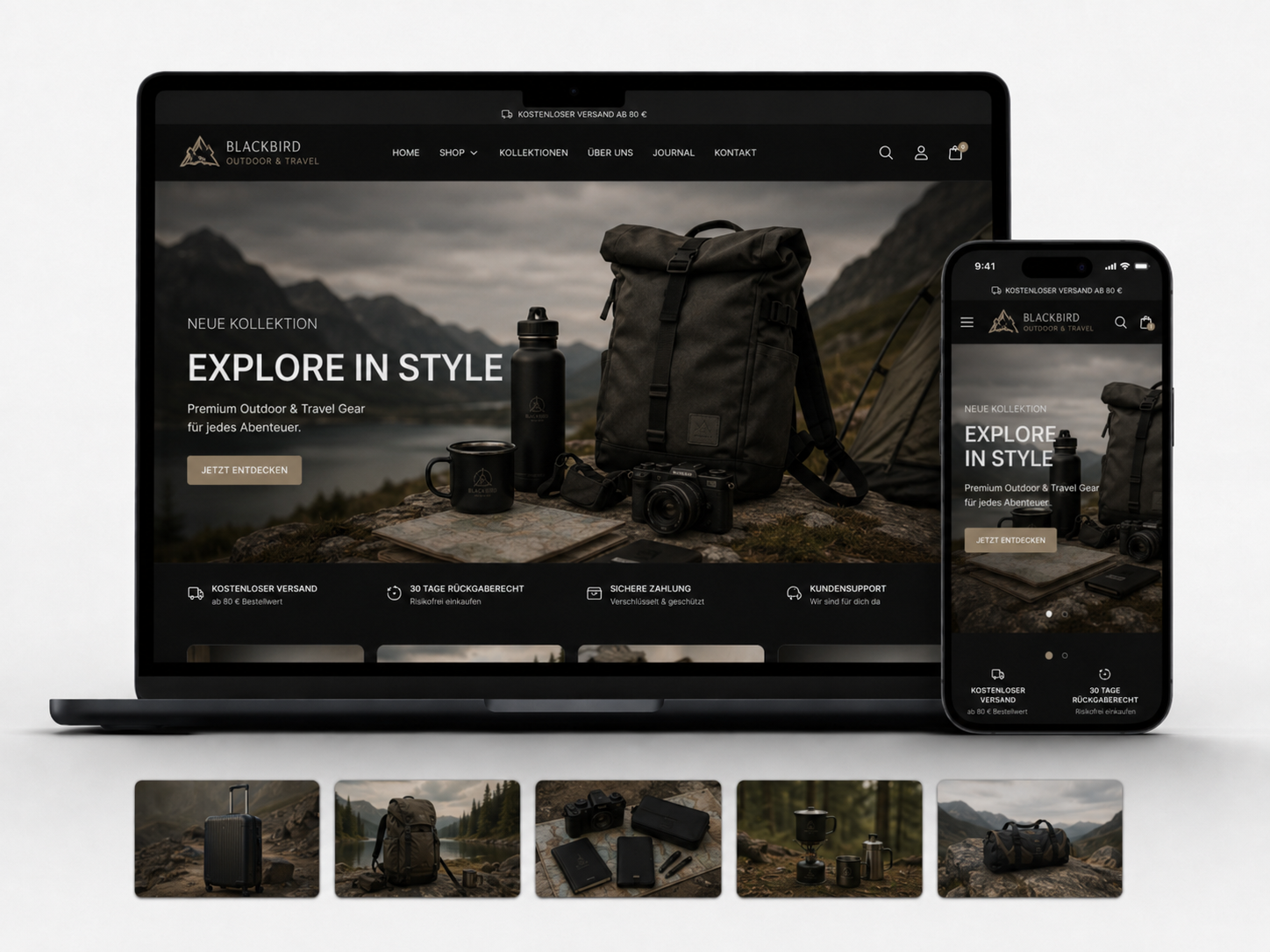 Fertiger Shopify Store – Black Bird Setup