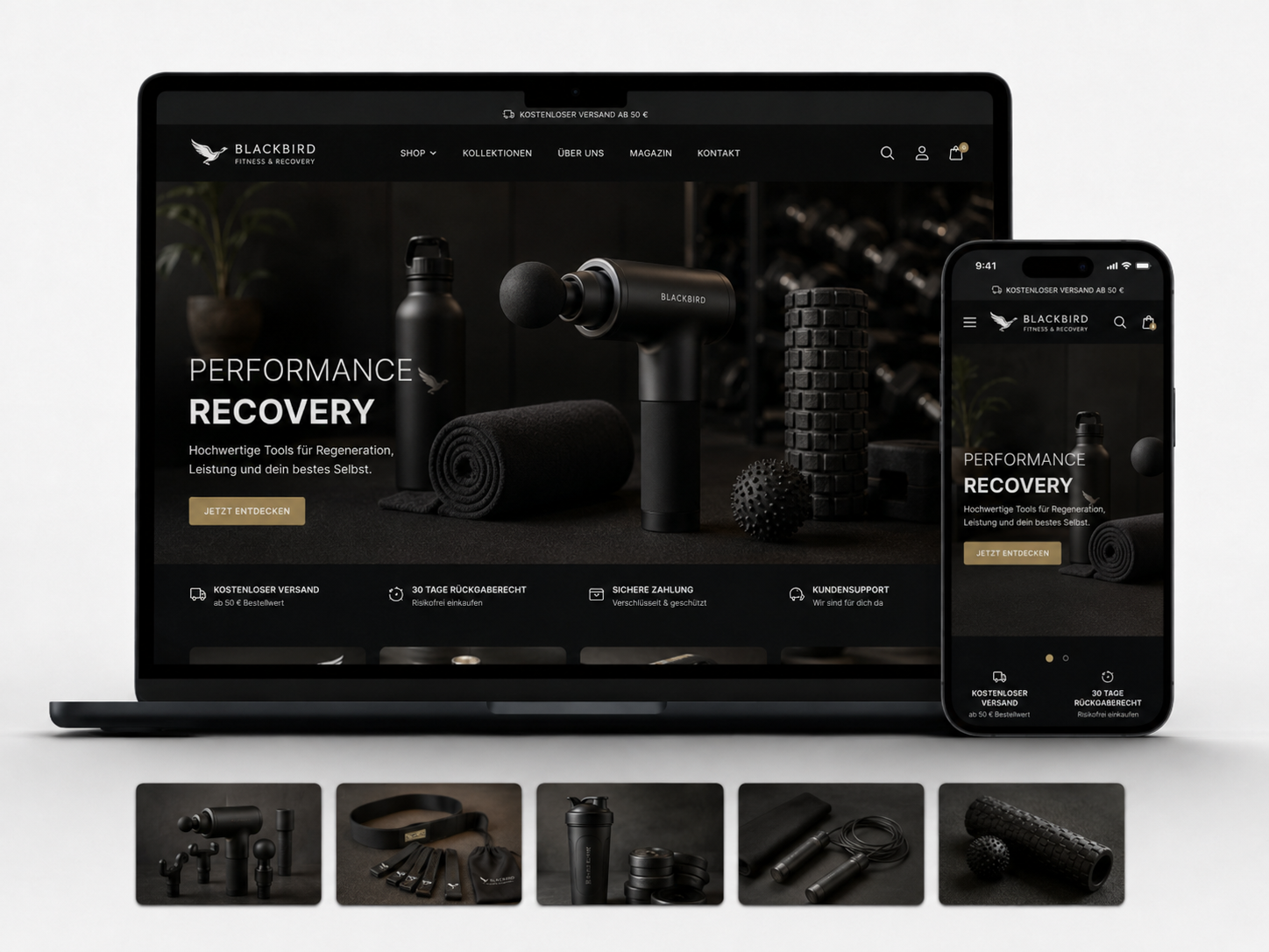 Fertiger Shopify Store – Black Bird Setup