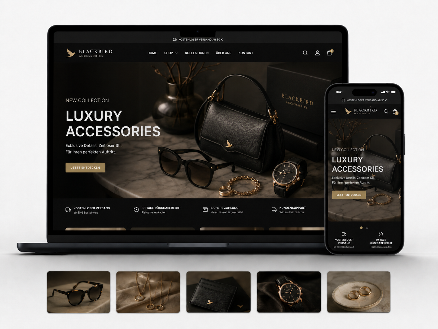 Fertiger Shopify Store – Black Bird Setup